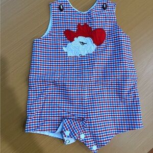 Ole Miss Rebels Red and Blue Checkered Jon Jon size 3 months
